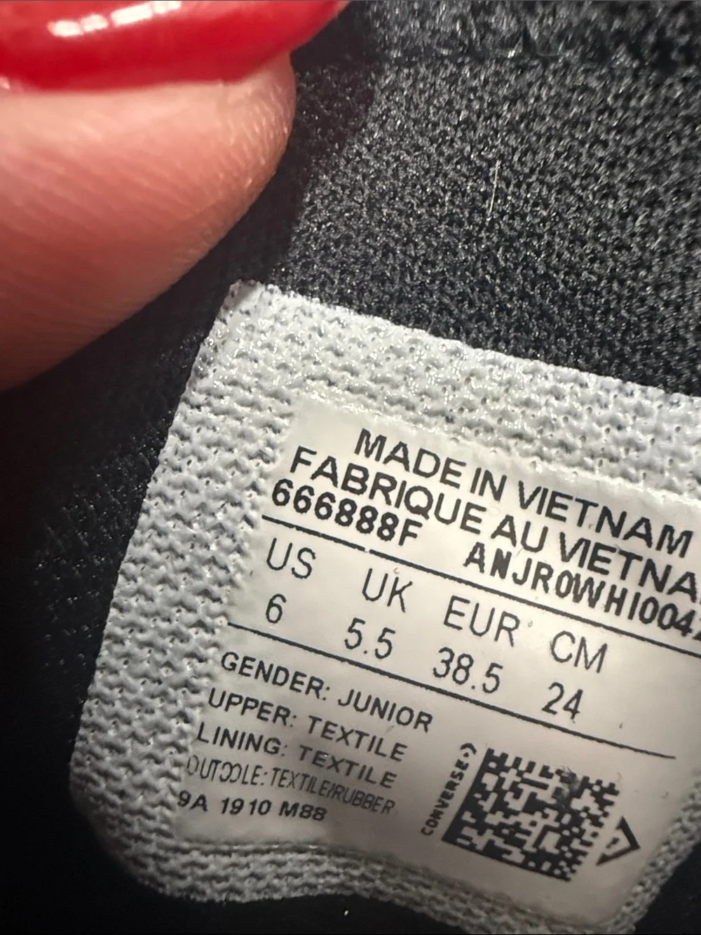 Converse Black and White Junior Shoe